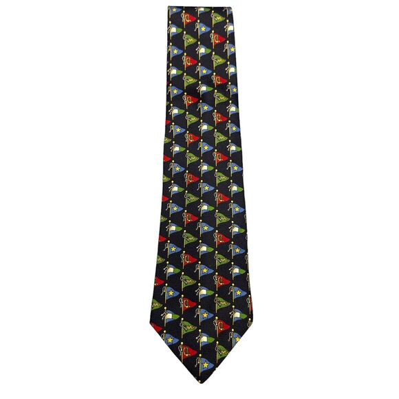 Tommy Hilfiger Mens Vintage Silk Dress Tie Geometric‎ Flag Pattern 59" 4" - Picture 4 of 12